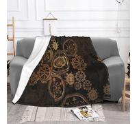 EZDLOWVBA Gears Clock Bronze Century Print Fleece Blanket For Sofa Bed, Cozy Fuzzy Soft Lightweight Warm Blanket For All Seasons