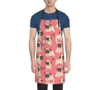 EZDLOWVBA Grembiule unisex con stampa di un carlino e un simpatico carlino, grembiule regolabile con 2 tasche, grembiule da cuoco da donna e da uomo, per cucina di casa, cucina