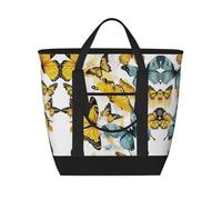 EZDLOWVBA La grande capacità disegnata disegnata a mano della stampa della farfalla di colore ha isolato la borsa più fresca, borsa riutilizzabile della drogheria