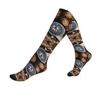 EZDLOWVBA Legge della Bussola Navigazione Stampa Calze A Compressione Per Donna & Uomo Unisex 20-30mmHg Ginocchio Alti Vitelli Per Volare Corsa Sport, 1 nero, Taglia unica