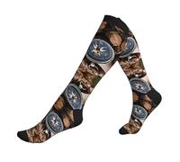 EZDLOWVBA Legge della Bussola Navigazione Stampa Calze A Compressione Per Donna & Uomo Unisex 20-30mmHg Ginocchio Alti Vitelli Per Volare Corsa Sport, 3 nero, Taglia unica