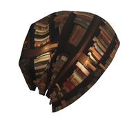 EZDLOWVBA Library Bookshelf Book Print - Cappello lavorato a maglia per adulti, morbido e traspirante, con stampa su tutta la superficie, berretto da indossare tutti i giorni, caldo a doppio strato
