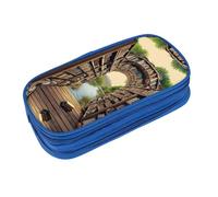 EZDLOWVBA Library Bookshelf Book Print Pencil Case Ragazzi Ragazze Bella Matita con Zip Organizer per Studenti Astuccio per Figlia Figlio Scrivania Matite Pouch, Blu, Taglia unica, Beauty Case