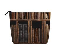 EZDLOWVBA Libreria Libreria Stampa Libreria Libreria Stampa Libro Stampa Finta canapa Makeup Bag - Viaggi e Archiviazione quotidiana Essenziale - Borsa cosmetica riutilizzabile, Tasca con cerniera,