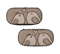 EZDLOWVBA Love Birdie - Astuccio con stampa a righe, per ragazzi e ragazze, con organizer con cerniera, per studenti, per figlia, figlio, scrivania, Nero , Taglia unica, Beauty Case