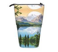EZDLOWVBA Mountain Lake View Sunny Day Nature Print Stationery Bag per ragazzi e ragazze, supporto portamatite, astuccio con cerniera, custodia telescopica, studenti e ufficio scuola media