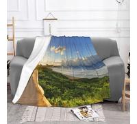 EZDLOWVBA Pathway Sunset Near Bright Green Print Fleece Blanket For Sofa Bed Cozy Fuzzy Soft Lightweight Warm Blanket For All Seasons