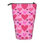 EZDLOWVBA Pink Love Shape Print Stationery Bag per ragazzi e ragazze, supporto portamatite, astuccio con cerniera, custodia telescopica, studenti e ufficio scuola media