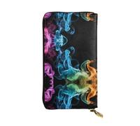 EZDLOWVBA Portafogli da donna con stampa colorata fumo, grande capacità, pochette per donne e uomini, portafoglio con porta carte di credito in poliuretano, Nero , Taglia unica