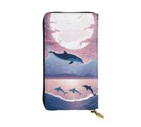 EZDLOWVBA Portafogli da donna con stampa delfini innamorati, grande capacità, pochette per donne e uomini, portafoglio con porta carte di credito in poliuretano, Nero , Taglia unica