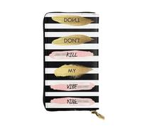 EZDLOWVBA Portafoglio da donna con stampa a righe Don't Kill My Vibe, grande capacità, pochette per donne e uomini, portafoglio con porta carte di credito in poliuretano, Nero , Taglia unica