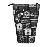 EZDLOWVBA Retro Cool Camera Collection Print Stationery Bag per ragazzi e ragazze, supporto portamatite, astuccio con cerniera, custodia telescopica, studenti e ufficio scuola media