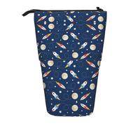 EZDLOWVBA Rocket in Space Print - Borsa per cancelleria per ragazzi e ragazze, con supporto, astuccio con cerniera, custodia telescopica, studenti e ufficio scuola media