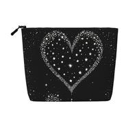 EZDLOWVBA Shooting Star Heart Print Shooting Star Heart Print Fake Hemp Makeup Bag - Borsa per il trucco in canapa finta per viaggi e uso quotidiano - Borsa cosmetica riutilizzabile, astuccio con
