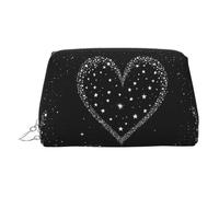EZDLOWVBA Shooting Star - Trousse da viaggio da donna con stampa a forma di cuore e cerniera, borsa per il trucco in pelle leggera, Argento, Taglia unica
