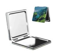EZDLOWVBA Specchio cosmetico compatto con stampa Clear Waters, per ragazze e donne, elegante, da viaggio, pieghevole, per portafoglio, tasca, borsa, specchio cosmetico portatile con ingrandimento su
