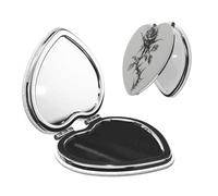 EZDLOWVBA Specchio cosmetico compatto con stampa rosa scura, per ragazze e donne, elegante, da viaggio, pieghevole, per portafoglio, tasca, borsa, specchio cosmetico portatile con ingrandimento su