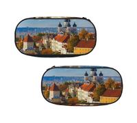 EZDLOWVBA Tallinn - Astuccio con stampa di città dell'Estonia, per ragazzi e ragazze, grazioso astuccio con cerniera per studenti, astuccio per figlia, figlio, astuccio da scrivania, Nero , Taglia