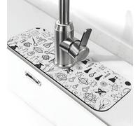 EZDLOWVBA Tappetino per rubinetto con stampa chimica in pietra per lavello da cucina, tappetino assorbente in diatomite, paraspruzzi per bagno e cucina (38,1 x 14 cm)