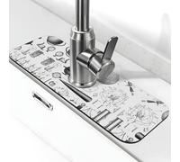 EZDLOWVBA Tappetino per rubinetto con stampa fisica in pietra per lavello da cucina, tappetino assorbente in diatomite, paraspruzzi per bagno e cucina (38,1 x 14 cm)