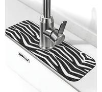 EZDLOWVBA Tappetino per rubinetto in pietra bianca e nera con stampa a grana per lavello da cucina, tappetino assorbente in diatomite, paraspruzzi per bagno e cucina (38,1 x 14 cm)