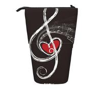 EZDLOWVBA Treble Love and Music Print - Astuccio per cancelleria per ragazzi e ragazze, con supporto, astuccio con cerniera, custodia telescopica, per studenti e ufficio, scuola media