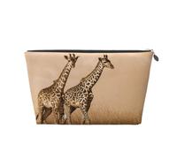 EZDLOWVBA Trousse per trucchi con stampa di due giraffe che corrono sulla sterile borsa per trucchi da viaggio, organizer per il trucco, borsa impermeabile per donne e ragazze, Argento, Taglia unica