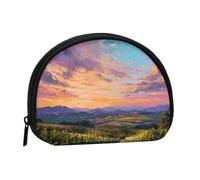 EZDLOWVBA Vineyard Sunset Print Mini portamonete con cerniera - Piccolo portafoglio per donne e uomini, compatto organizer da viaggio per denaro
