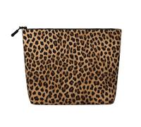 EZDLOWVBA Wild Leopard Animal Print Wild Leopard Animal Print Fake Hemp Makeup Bag - Borsa per il trucco essenziale per viaggi e uso quotidiano - Borsa cosmetica riutilizzabile, astuccio con cerniera,