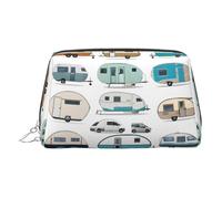 EZDLOWVBA You Make Me Happy, trousse da viaggio da donna, con stampa di rimorchio, organizer con cerniera, trousse per il trucco, in pelle leggera, Argento, Taglia unica