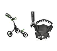 EZE GLIDE Compact+ 3 Wheel Golf Trolley -Charcoal/Lime Trolley, Eze Glide Umbrella Holder for Eze Glide Trolley