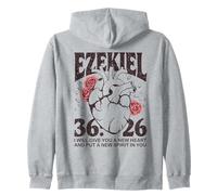 Ezechiele 36:26 Cuore Cristiano Bibbia Versi Rose Felpa con Cappuccio