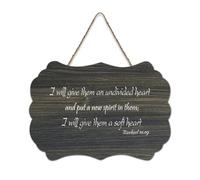 Ezekiel 11:19 I Will Give Them an Undivided Heart And Put A New Spirit in Them, I Will Give Them A S Cartello di benvenuto in legno rustico per portico anteriore porta aula Coffee Club Targa in legno