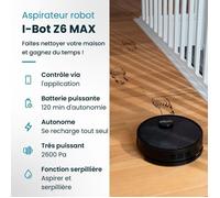 EZIclean I-BOT Z6 MAX - Aspirapolvere e robot lavapavimenti connessi 150 min - 2 kPa - 0,43 L - Nero