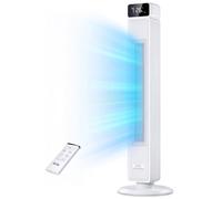 Ezify Ventilatore a Torre Silenzioso con Telecomando, 7.3 m/s Flusso Potente & Modalità Notturna 30 dB, Oscillazione 90°, 6 Livelli, Timer 12H, Ventilatore a Colonna per Camera da Letto e Ufficio