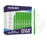Eziglide Set di penne a sfera, confezione da 50, colore verde, impugnatura facile e punta media (1,0 mm) per una scrittura ultra liscia, senza interruzioni e inchiostro ad asciugatura rapida, ideale