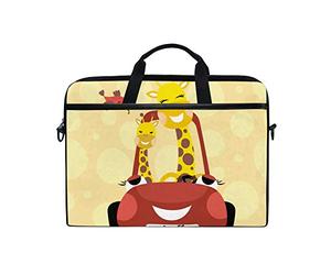 EZIOLY Catoon Giraffe Family - Borsa a tracolla per laptop da 14" a 15,4 pollici