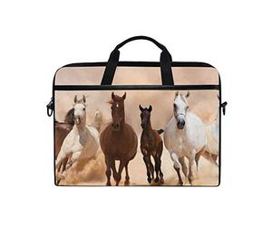 Ezioly Horses running on the Sand Storm di custodia borsa Sleeve per 35,6 cm a 39,1 cm di