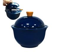 Ezitruz Posacenere in ceramica con coperchio, posacenere per esterni, colore blu scuro, per interni ed esterni, decorazione per la casa (12,4 x 11,5 x 6,7 cm)