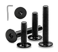 Ezitruz Viti a Testa Piatta M6x30 mm, 12 Pezzi Bulloni a Testa Piatta Esagonale Acciaio Inossidabile A2 V2A Viti Nere Bulloni Per Mobili Filettatura Completa per Mobili Riparazione