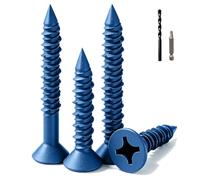 Ezitruz Viti per muratura, 6,5 x 57 mm, 40 pezzi, colore blu | Viti in cemento a testa piatta, rivestimento blu, autofilettanti, a croce, con cacciavite e punta da trapano