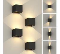 ezmyma applique da esterno led 12W, luce esterna 3000K Blanco cálido lampada da parete interno Nero para salón,jardín,puerta de entrada,pasillo -4 unidad