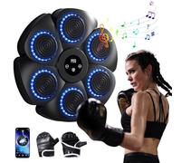 Eznaobo Macchina da boxe intelligente per musica da interni, montaggio a parete, 9 modalità di velocità e modalità di conteggio, attrezzatura da boxe Bluetooth per adulti e bambini (nero + guantoni da