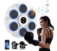 Eznaobo Macchina da boxe musicale, 2024, punzonatrice musicale da parete, con guantoni da boxe, 9 modalità di velocità e modalità di conteggio per adulti e bambini (bianco)