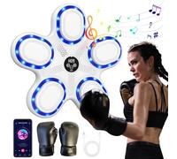 Eznaobo Macchina da boxe musicale, Bluetooth, montaggio a parete, con guantoni da boxe, 9 velocità e luce, attrezzatura per macchina da boxe, per bambini e adulti (bianco-adulto)
