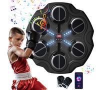 Eznaobo Macchina da boxe musicale con guantoni da boxe, Bluetooth Smart Music Boxing Machine con 3 velocità e luce, montaggio a parete, punzonatrice musicale per bambini e adulti (nero)