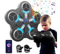 Eznaobo Macchina da boxe musicale, montaggio a parete con guantoni da boxe, 3 velocità e luce LED, Bluetooth Smart Music Boxing Machine, macchina da boxe per bambini e adulti (B)