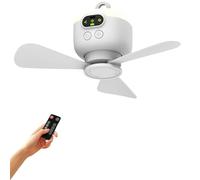 Eznaobo Ventilatore da soffitto con luci, piccolo ventilatore da soffitto a LED con telecomando e temporizzazione, batteria integrata da 8000 mAh, 3 velocità, ventilatore da soffitto ricaricabile USB