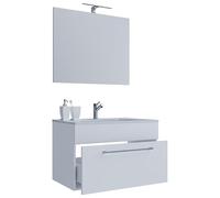 Ezooza Completo Mobile sospeso con 1 cassetto Extra Large con lavabo in ceramica di alta qualità e specchio, Bianco,