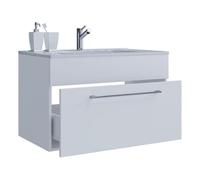 Ezooza Completo Set Bagno 2 Pezzi Mobile Extra Large con 1 cassetto e Lavabo sospesi, Bianco,